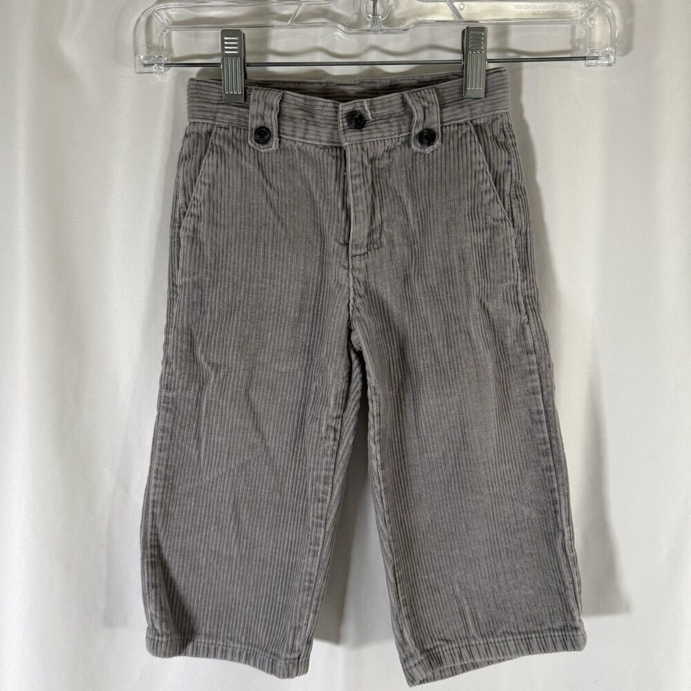 Janie and Jack Corduroy Pants Boys 24 Months Grey Flat Front 100% Cotton